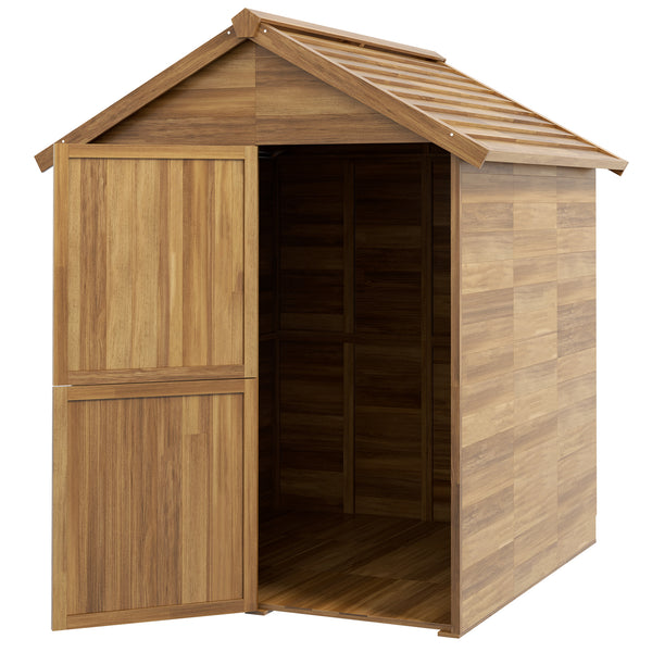 Casetta da Giardino in Legno 1.8x2m con Porta Doppia Finestra e Base Inclusa Colore Legno sconto