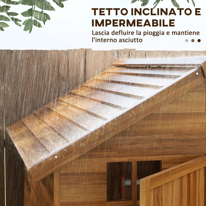 Casetta da Giardino in Legno 1.8x2m con Porta Doppia Finestra e Base Inclusa Colore Legno