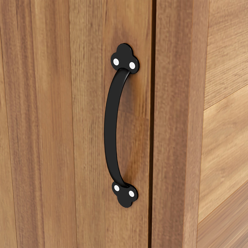 Casetta da Giardino in Legno 1.8x2m con Porta Doppia Finestra e Base Inclusa Colore Legno