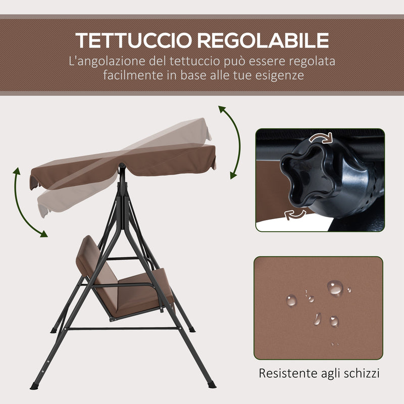 Dondolo da Giardino a 3 Posti con Cuscini 172x110x153 cm Marrone e Nero 