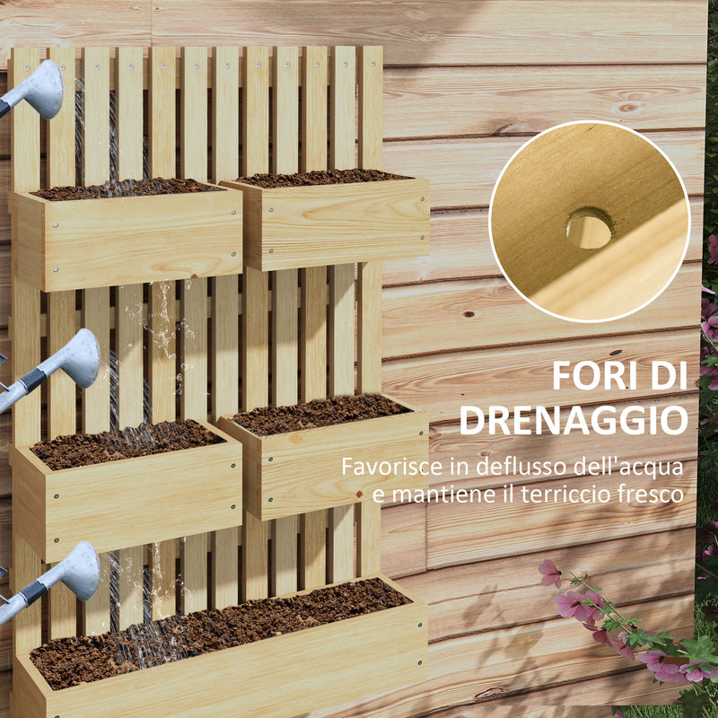 Fioriera con Grigliato e Fori di Drenaggio 60x16x100 cm in Legno di Abete