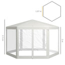 Gazebo da Giardino Esagonale con Doppio Ingresso 3.94x3.94x2.5 m in Metallo e Poliestere Crema