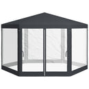 Gazebo da Giardino Esagonale con Doppio Ingresso 3.94x3.94x2.5 m in Metallo e Poliestere Grigio