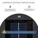 Lanterna Solare da Giardino con Luce LED in Rattan e Metallo  Ø21.5x61cm Marrone