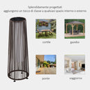 Lanterna Solare da Giardino con Luce LED in Rattan e Metallo  Ø21.5x61cm Marrone
