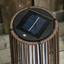 Lanterna Solare da Giardino con Luce LED in Rattan e Metallo  Ø21.5x61cm Marrone