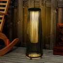 Lanterna Solare da Giardino LED con Pannello di Ricarica in Rattan e Metallo  Ø21.5x61cm Nero