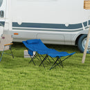 Lettino da Campeggio Pieghevole con Cuscino e Tasca Laterale in Acciaio e Tessuto Oxford Blu Scuro