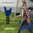 Lettino da Campeggio Pieghevole con Cuscino e Tasca Laterale in Acciaio e Tessuto Oxford Blu Scuro