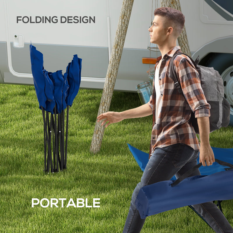 Lettino da Campeggio Pieghevole con Cuscino e Tasca Laterale in Acciaio e Tessuto Oxford Blu Scuro