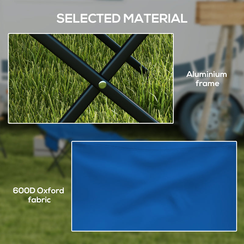 Lettino da Campeggio Pieghevole con Cuscino e Tasca Laterale in Acciaio e Tessuto Oxford Blu Scuro