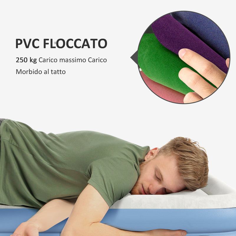 Materasso Gonfiabile Matrimoniale con Pompa di Gonfiaggio Inclusa e Borsa 152x203x46 cm Grigio