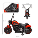 Moto Elettrica per Bambini 18-36 Mesi con Rotelle e Fanale 76x42x57 cm Rosso e Nero