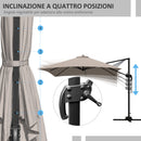 Ombrellone da Giardino Decentrato 3x3 m 8 Stecche Pedale e Manovella in Alluminio e Poliestere Khaki
