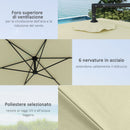 Ombrellone da Giardino Decentrato 3x2.5 m con Base a Croce e Apertura a Manovella Beige