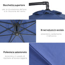 Ombrellone da Giardino Decentrato a 8 Stecche Ø295x260 cm in Acciaio e Poliestere Blu Scuro