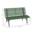 Panchina da Esterno in Alluminio a 2 Posti a Doghe 123x67x79cm Verde