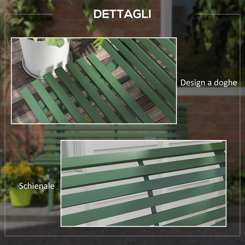 Panchina da Esterno in Alluminio a 2 Posti a Doghe 123x67x79cm Verde