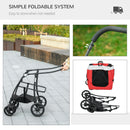 Passeggino per Cani Taglia Piccola e Mini con 2 Guinzagli e Custodia Portaoggetti 81x58x97.5 cm Rosso