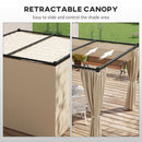 Pergola da Giardino con Tetto Retrattile e Tende 300x300x227 cm in Metallo e Poliestere Beige