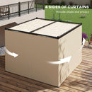 Pergola da Giardino con Tetto Retrattile e Tende 300x300x227 cm in Metallo e Poliestere Beige