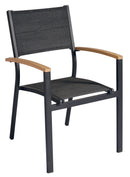 Sedia Impilabile da Giardino 57x58x88 cm in Alluminio e Textilene Tenerife Nero