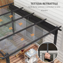 Pergola Gazebo 4x3 m con 8 Fori di Drenaggio in Alluminio Metallo e Poliestere Grigio Scuro