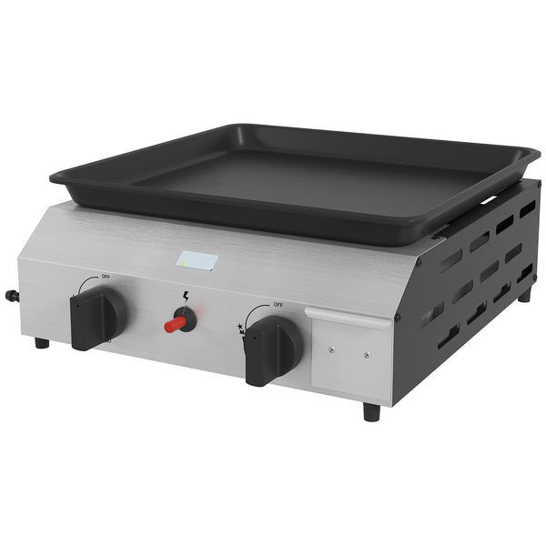 prezzo Piastra Barbecue a Gas con 2 Bruciatori Piano Antiaderente e Potenza 4.8kw Argento