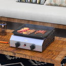 Piastra Barbecue a Gas con 2 Bruciatori Piano Antiaderente e Potenza 4.8kw Argento