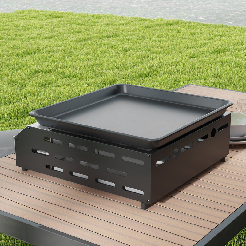 Piastra Barbecue a Gas con 2 Bruciatori Piano Antiaderente e Potenza 4.8kw Argento