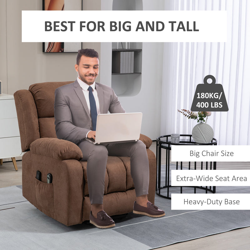 Poltrona Alzapersona Elettrica Massaggiante 91x93x103 cm in Tessuto Marrone