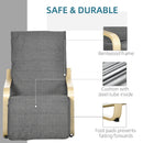 Poltrona Relax con Poggiapiedi a 5 Livelli e Poggiatesta in Legno di Betulla e Tessuto Grigio