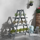 Portapiante Verticale 3 Livelli a Doghe 100x36x112 cm in Legno di Abete Grigio