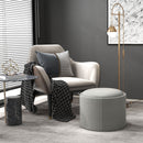Pouf Contenitore Effetto Lino da 120 kg max 56x56x42 cm con Vassoio a Ribalta in MDF Grigio