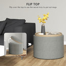Pouf Contenitore Effetto Lino da 120 kg max 56x56x42 cm con Vassoio a Ribalta in MDF Grigio