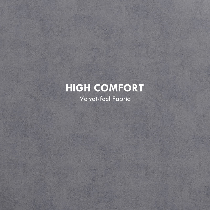 Pouf Contenitore Vellutato da 120 kg max 56x56x42 cm con Vassoio a Ribalta in MDF e Rovere Grigio