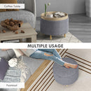 Pouf Contenitore Vellutato da 120 kg max 56x56x42 cm con Vassoio a Ribalta in MDF e Rovere Grigio