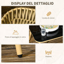 Set Salotto da Giardino Divano 2 Poltrone con Cuscini e Tavolino in Vetro in Acciaio e Poliestere Cachi