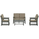 Set Salotto da Giardino Divano 2 Poltrone e Tavolino in HDPE con Cuscini Grigio Scuro