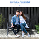 Sedia Panchina da Campeggio 2 Posti Pieghevole 118x65x96 cm in Acciaio e Tessuto a Rete Grigio