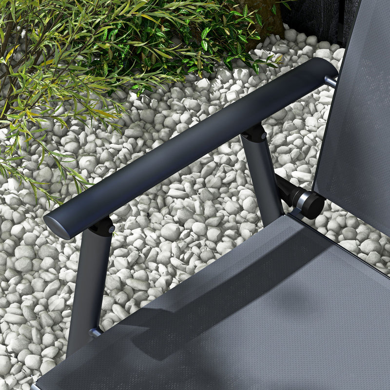 Sedia Panchina da Campeggio 2 Posti Pieghevole 118x65x96 cm in Acciaio e Tessuto a Rete Grigio