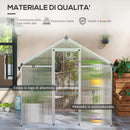 Serra da Giardino Porta con Blocco e Grondaia 2.5x2x2m in Policarbonato con Finestra