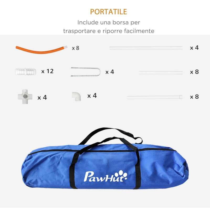 Set Addestramento Cani da Esterno 4 Pezzi 89x69x99 cm in PE e ABS Bianco e Arancione