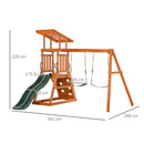 Set con Scivolo 2 Altalene da Giardino e Parete da Arrampicata per Bambini 261x269x228 cm in Legno