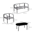 Set Salotto da Giardino Divano 2 Poltrone e Tavolino in Acciaio e Poliestere Khaki