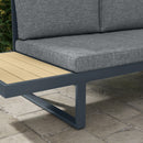 Set Salotto da Giardino Divano Angolare e Tavolino da Caffè Grigio e Teak