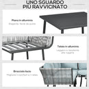 Set Salotto da Giardino Divano Angolare e Tavolino da Caffè Nero Grigio e Blu