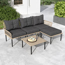 Set Salotto da Giardino 5 Pezzi con 2 Sedie Laterali Sedia Centrale e 2 Sgabelli/Tavolini da Caffè in Rattan