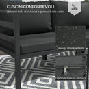 Set Salotto da Giardino Divano Angolare e 2 Tavolini in Acciaio e Poliestere Grigio