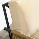 Set Tavolino e 2 Poltroncine con Cuscini da Giardino in Rattan PE Acciaio e Poliestere Beige